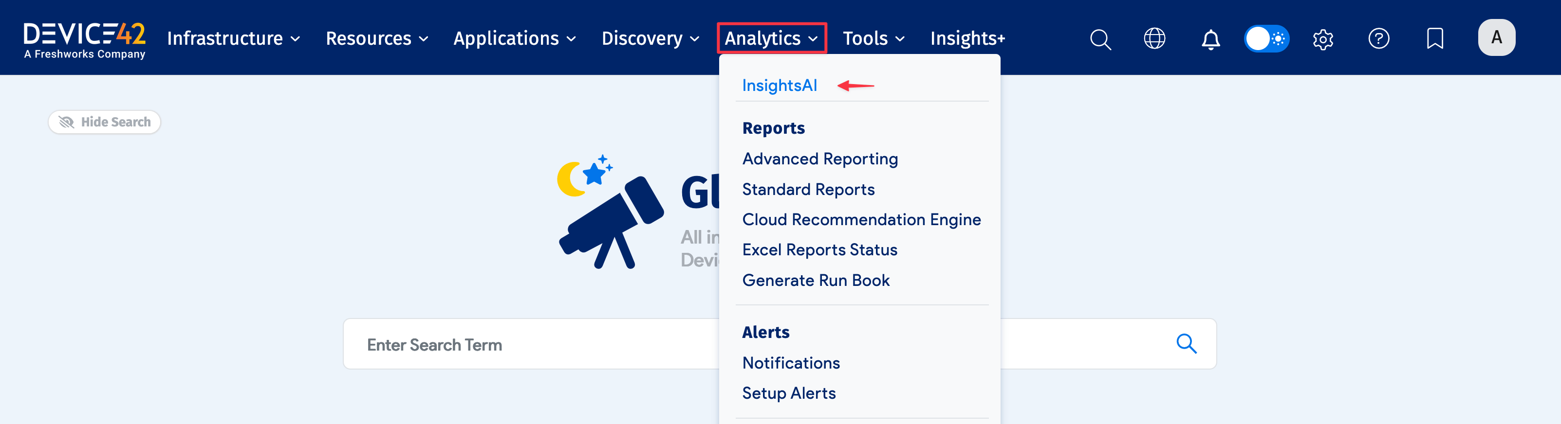 InsightsAI menu location