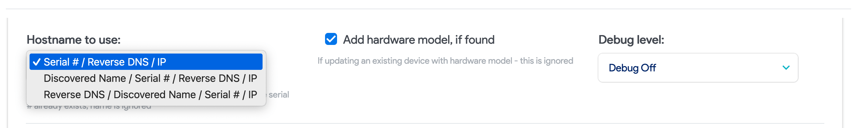 Hostname to use options