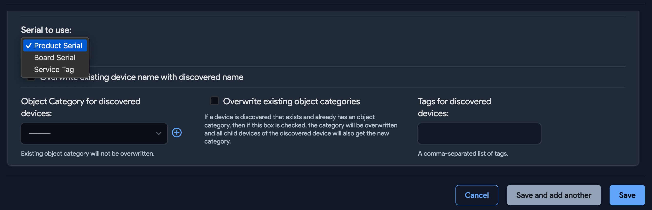 serial to use option