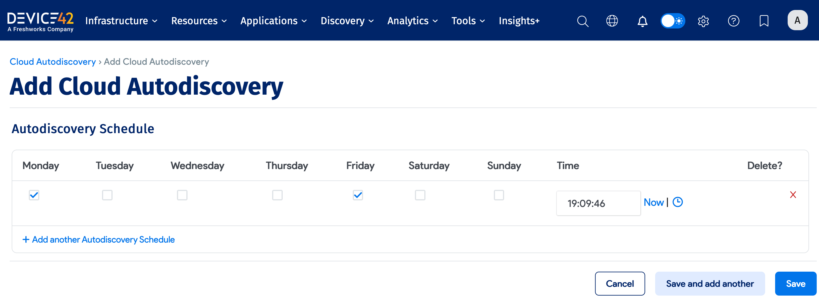 Create a discovery schedule