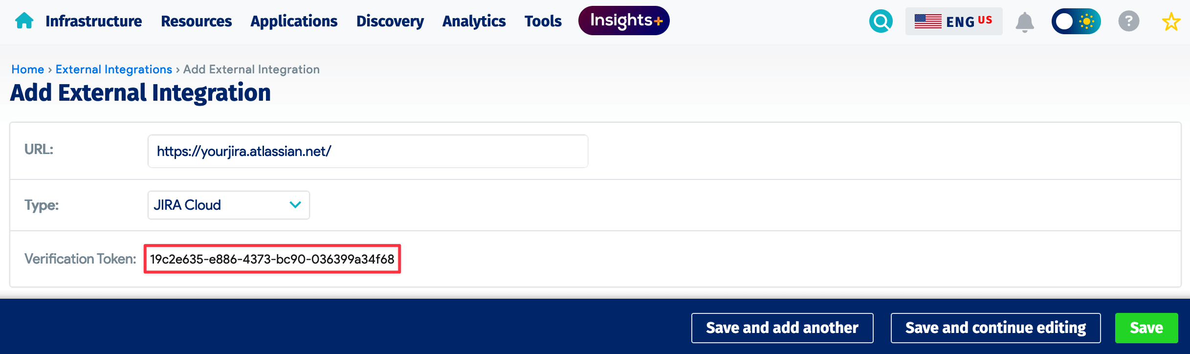 Add external integration url and type