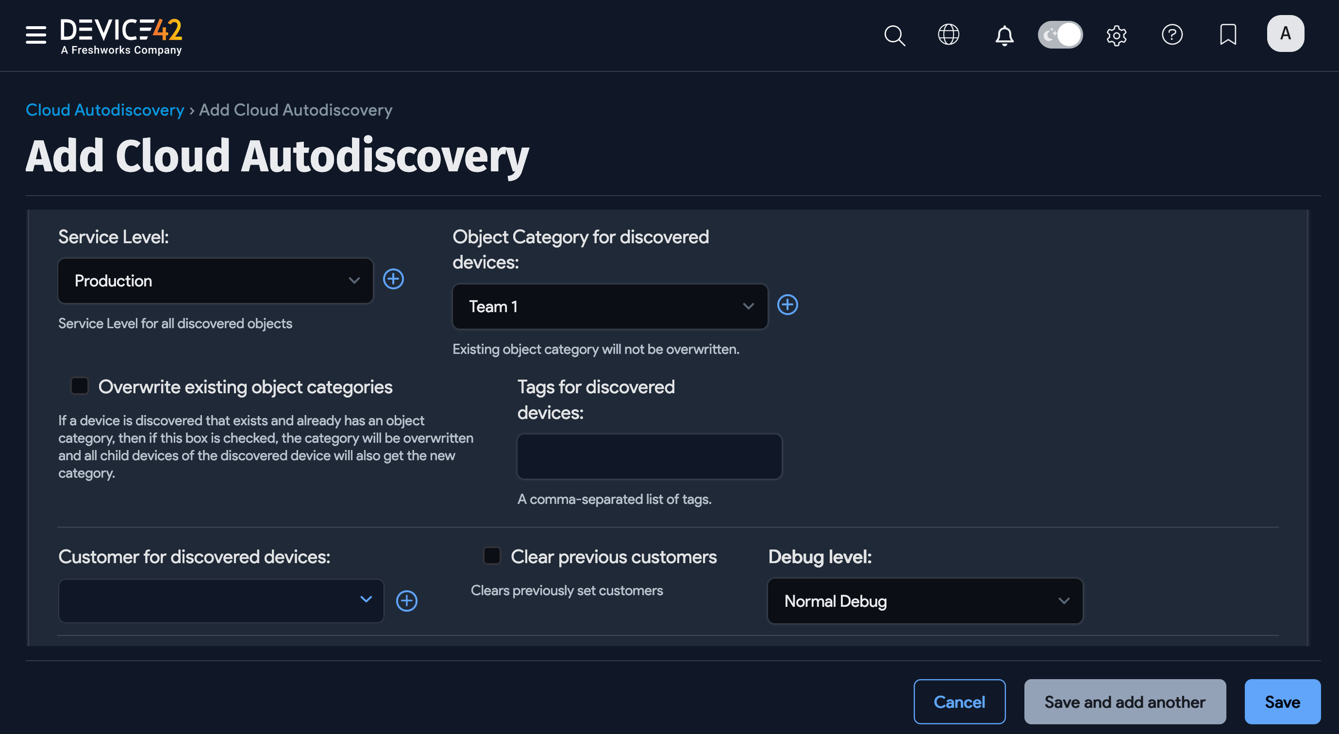 Select service level