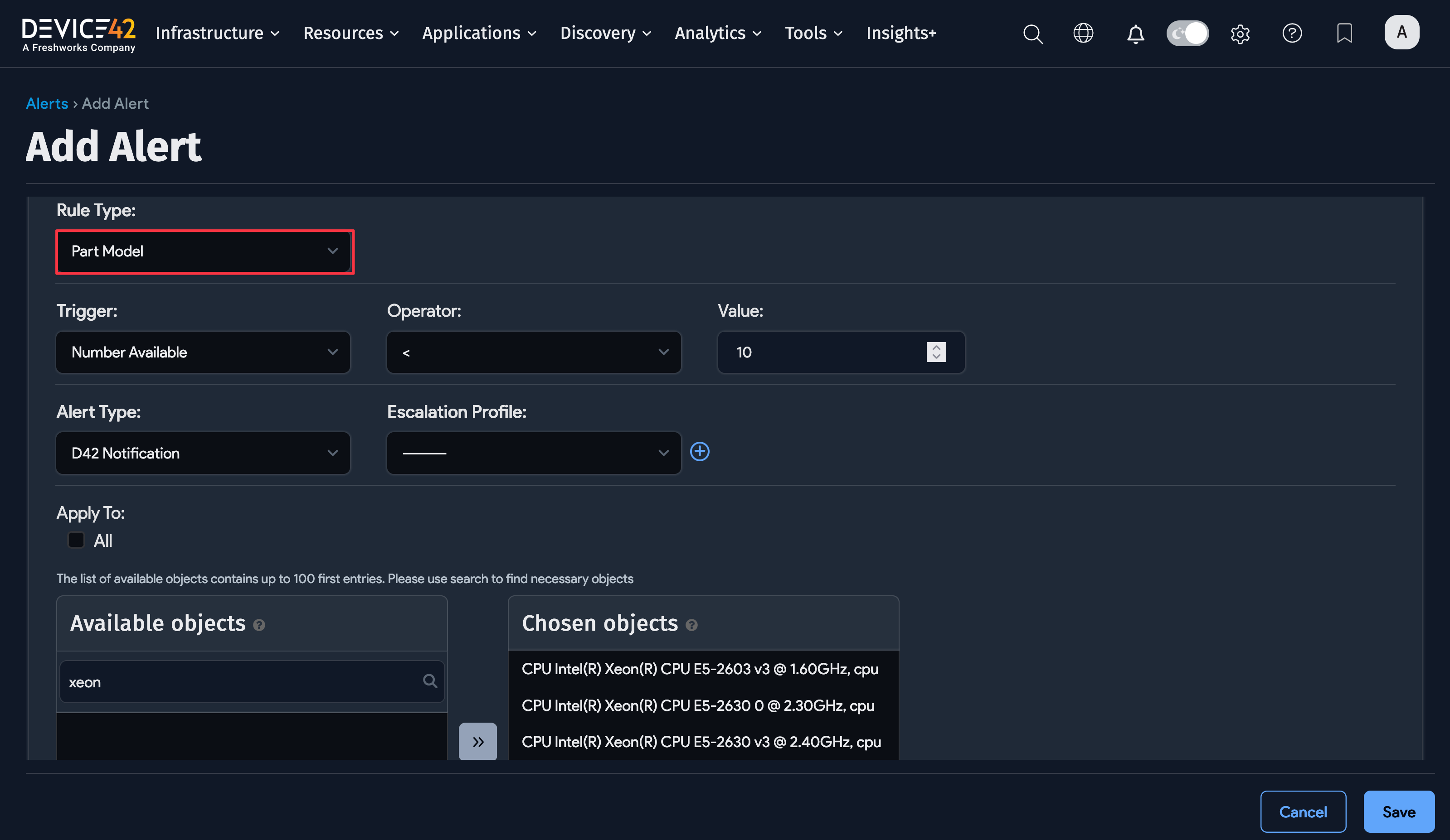 Setting up low inventory alert levels