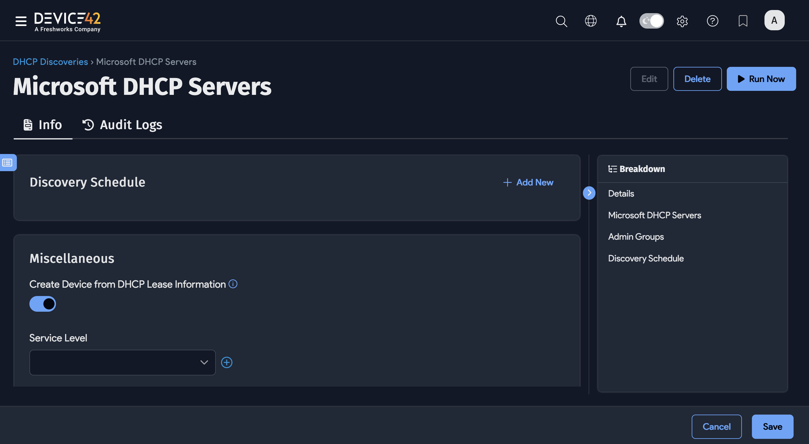 DHCP scheduling and service options