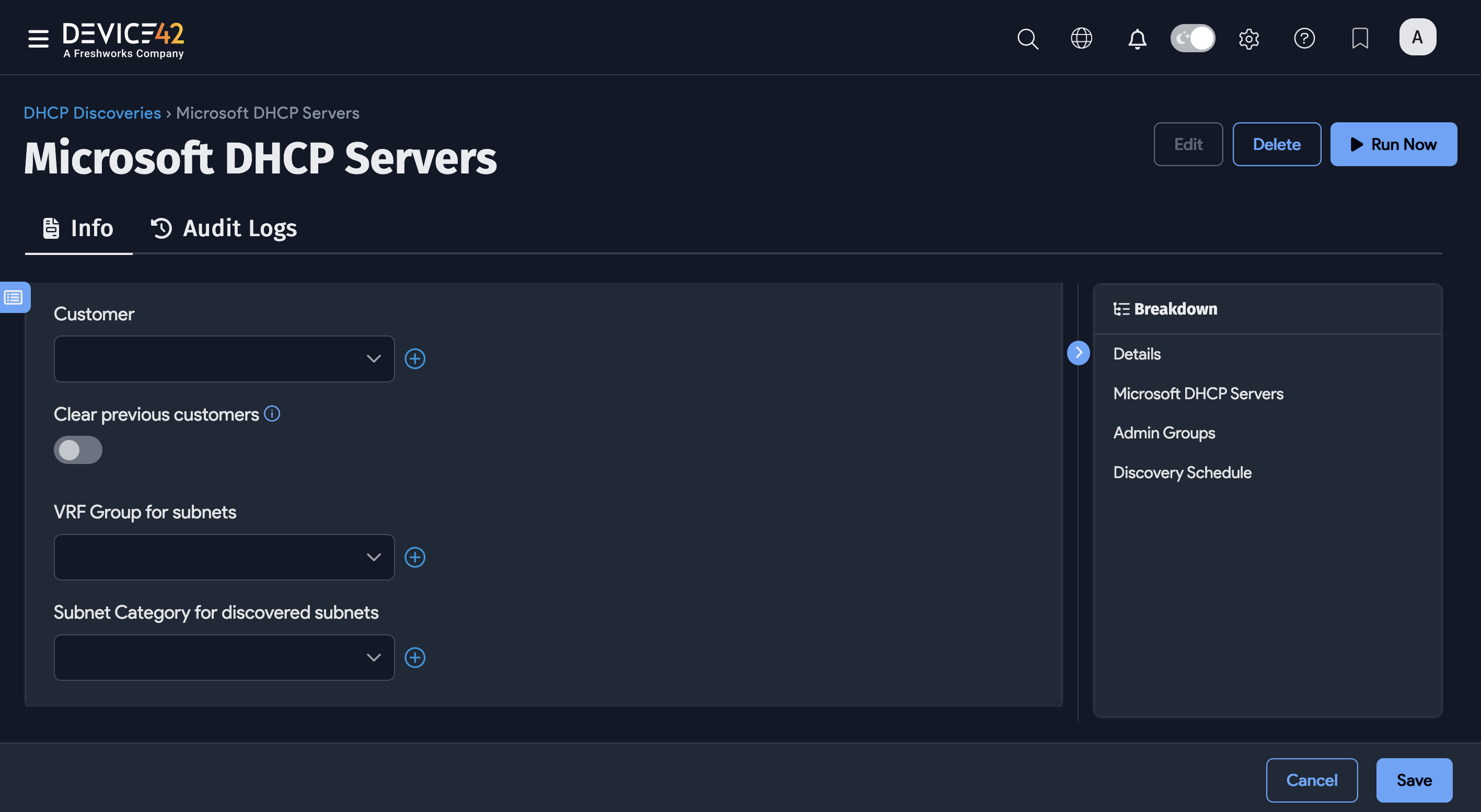 DHCP customer and subnet options