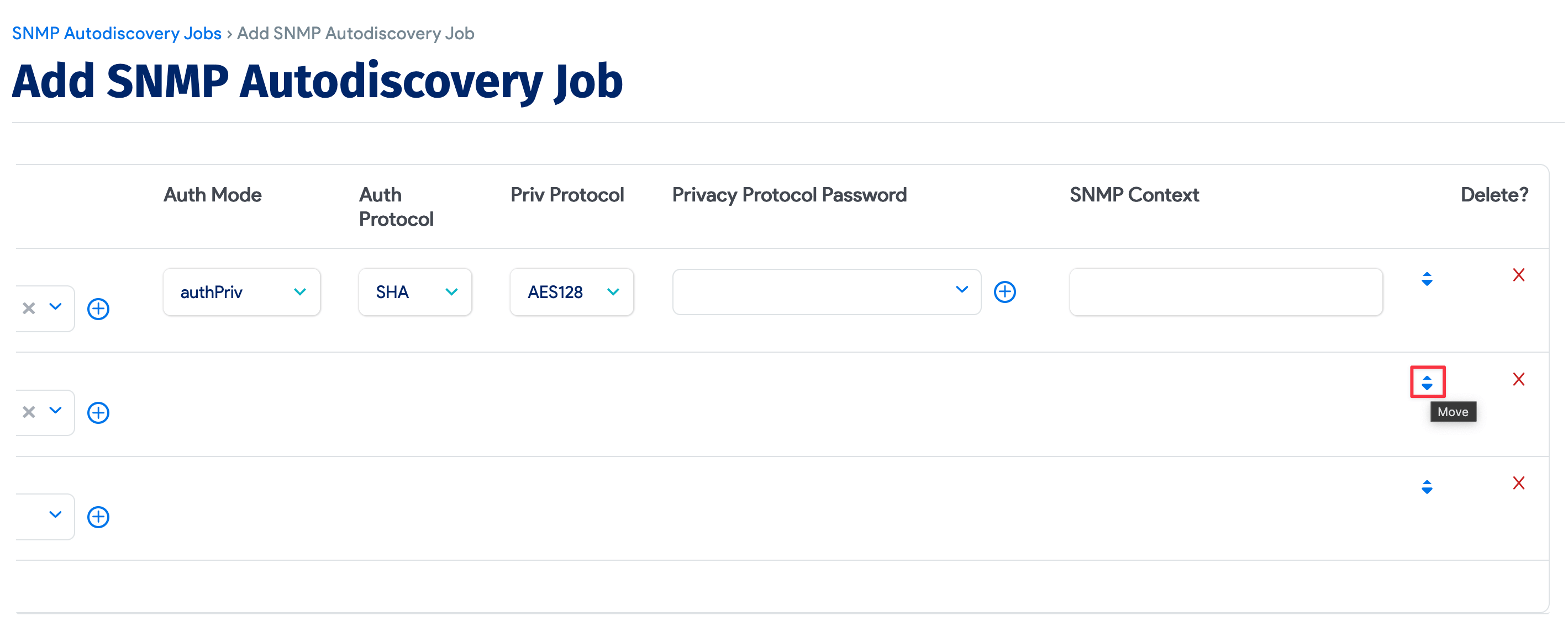 Move SNMP credentials