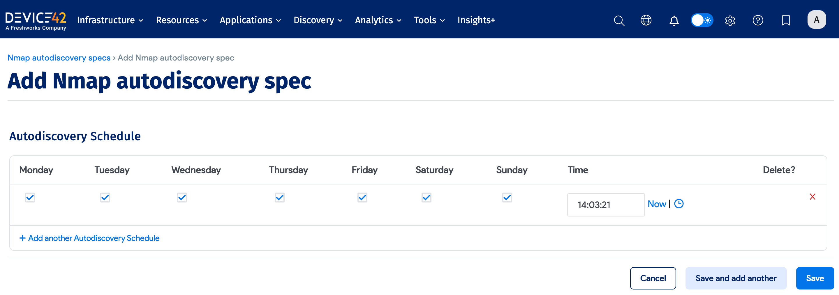 Add Nmap job schedule