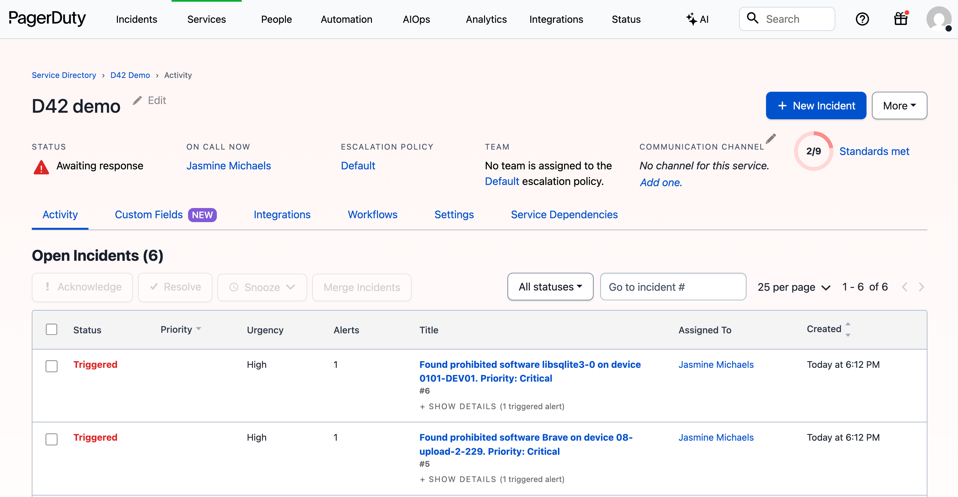 PagerDuty incident alert