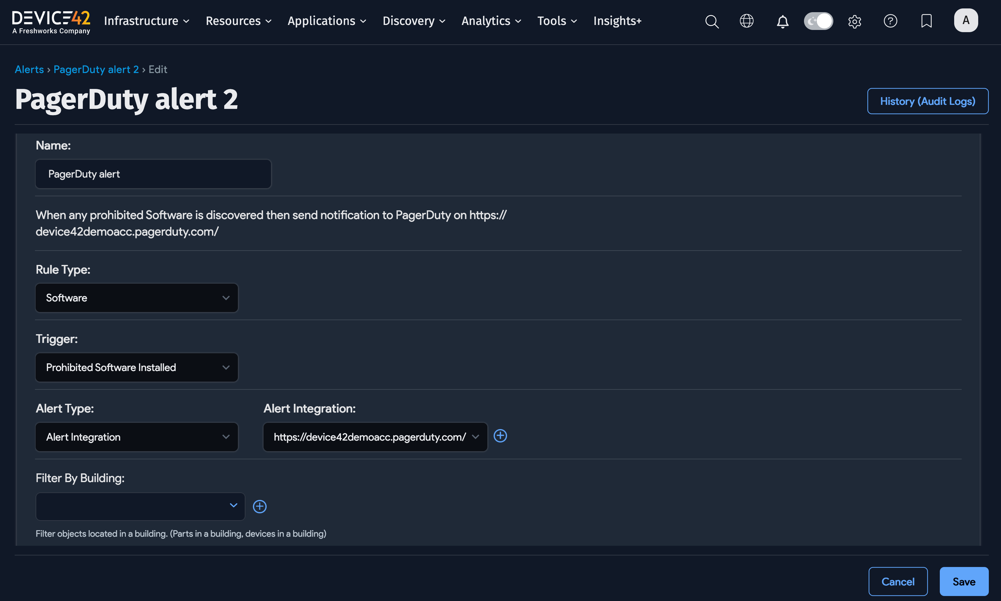 Configure alert settings