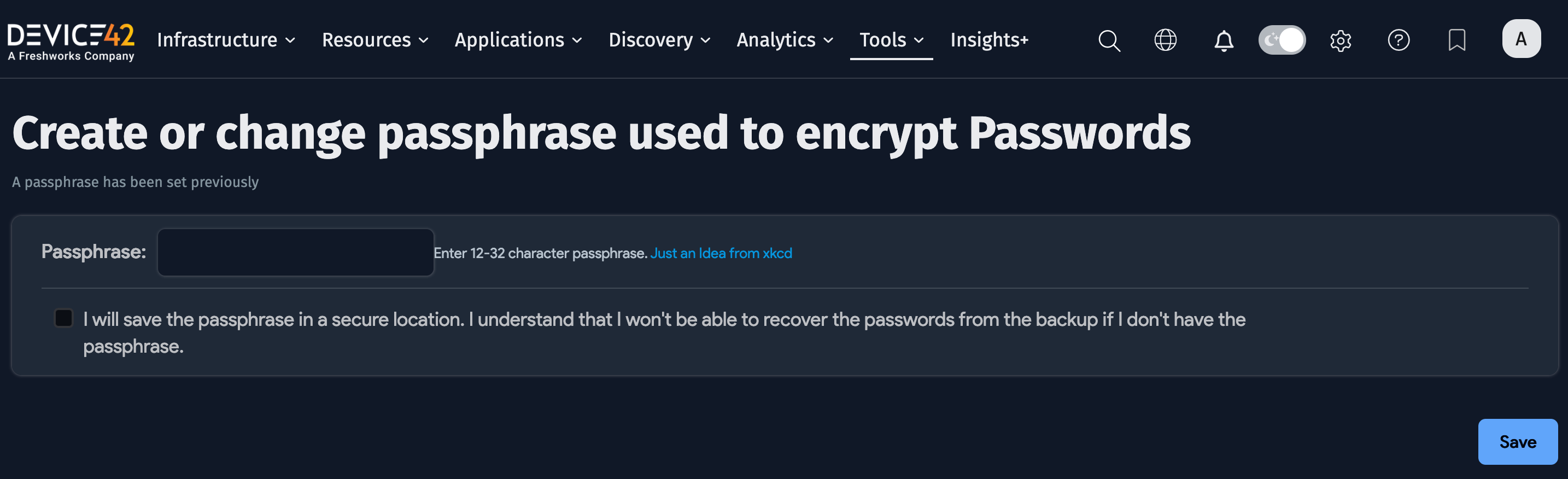 Set Passphrase