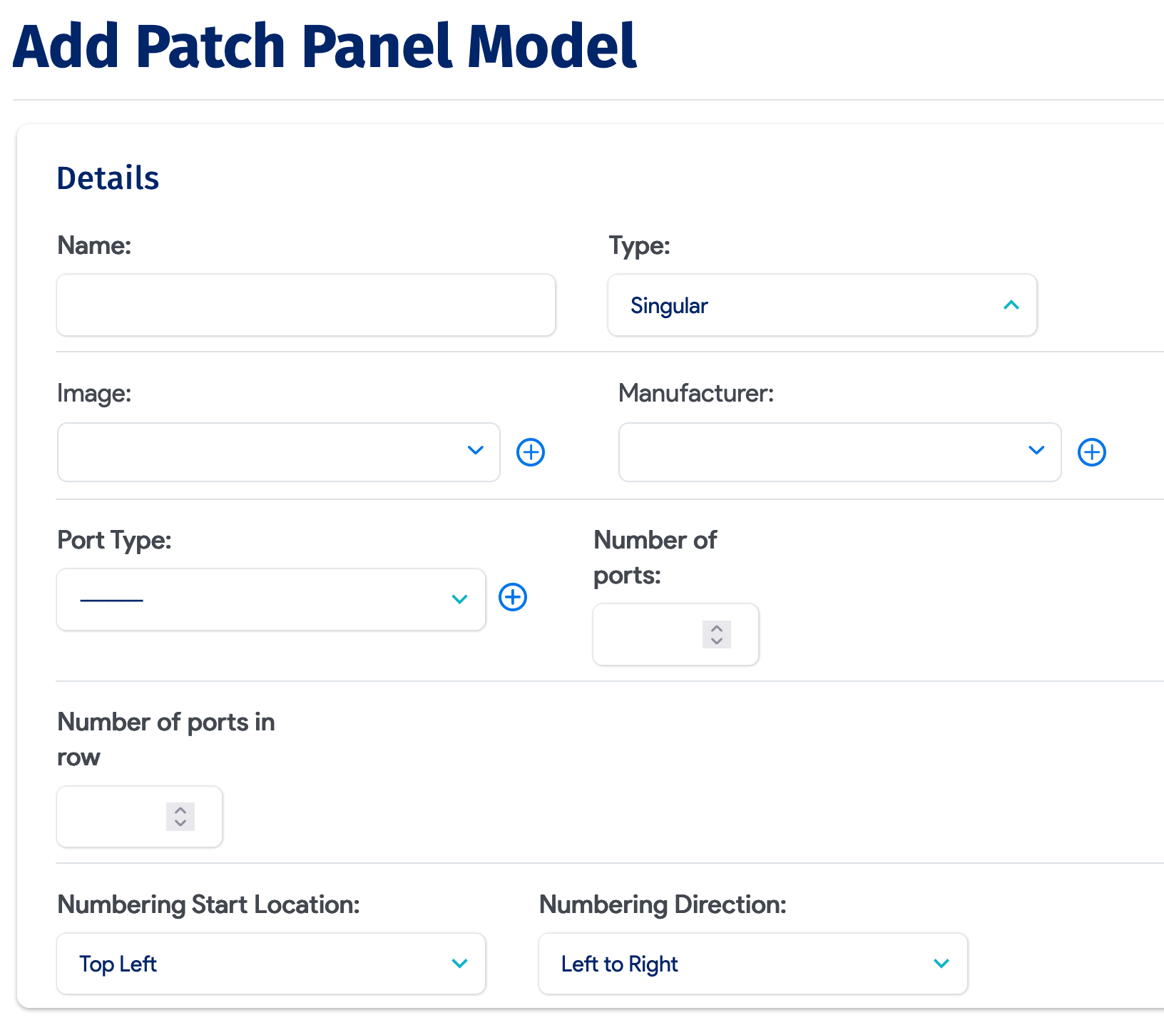 Ports and properties based on the patch panel model