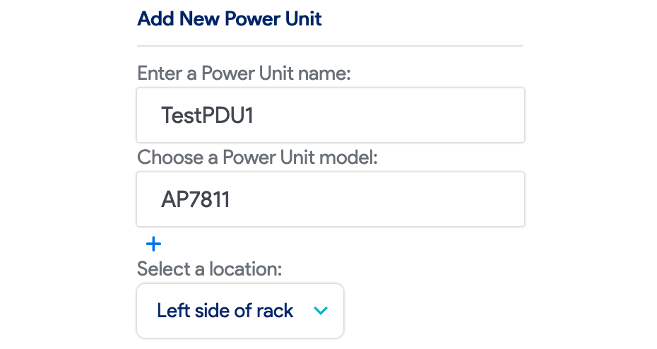 Visually adding PDUs to the rack from the rack layout screen
