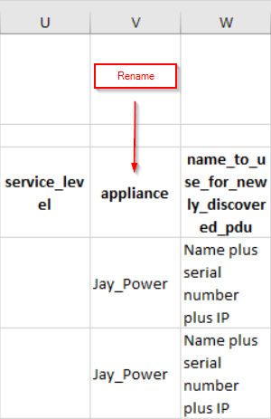 Rename header in column V