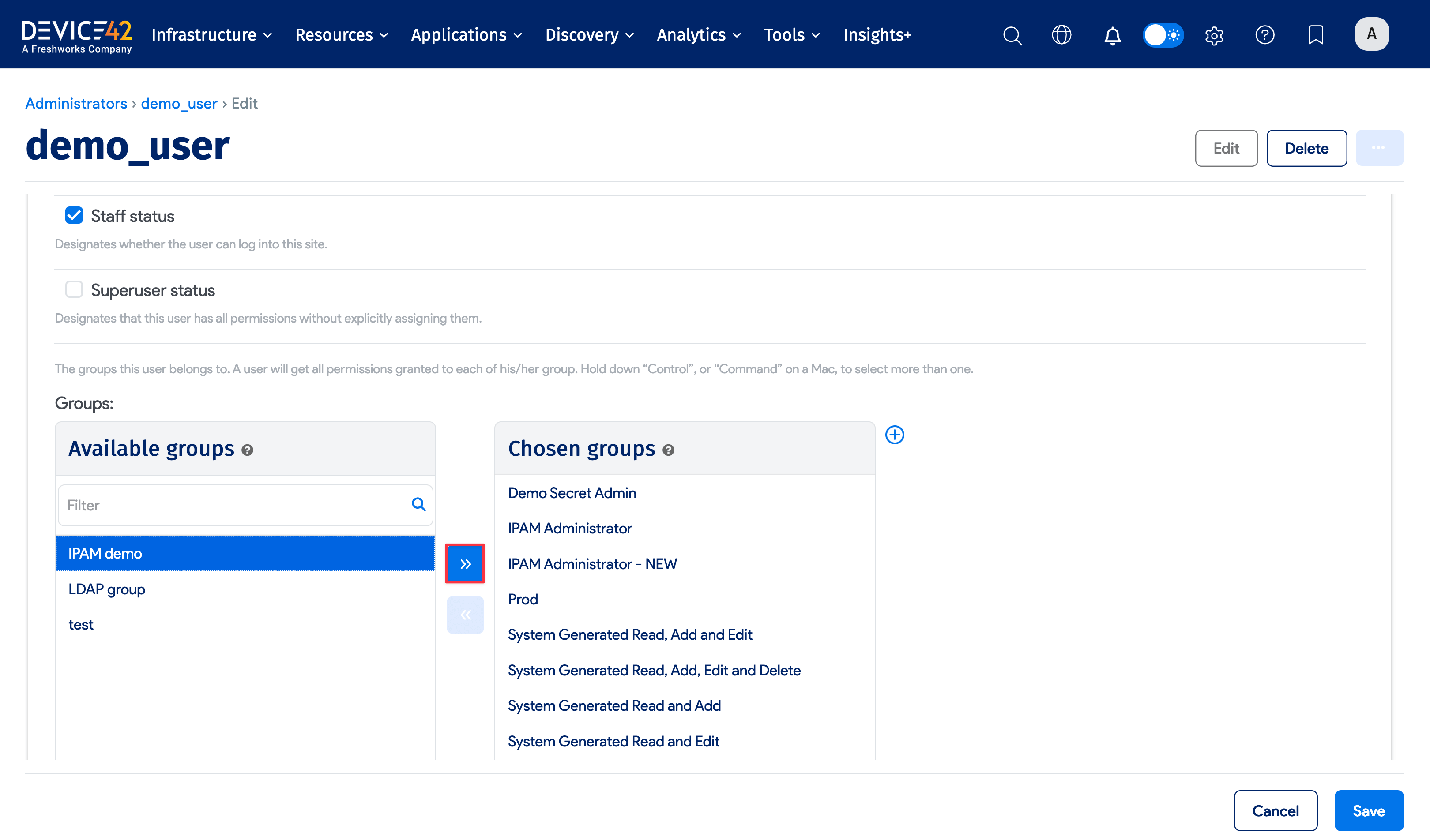 Assign user to Admin Group
