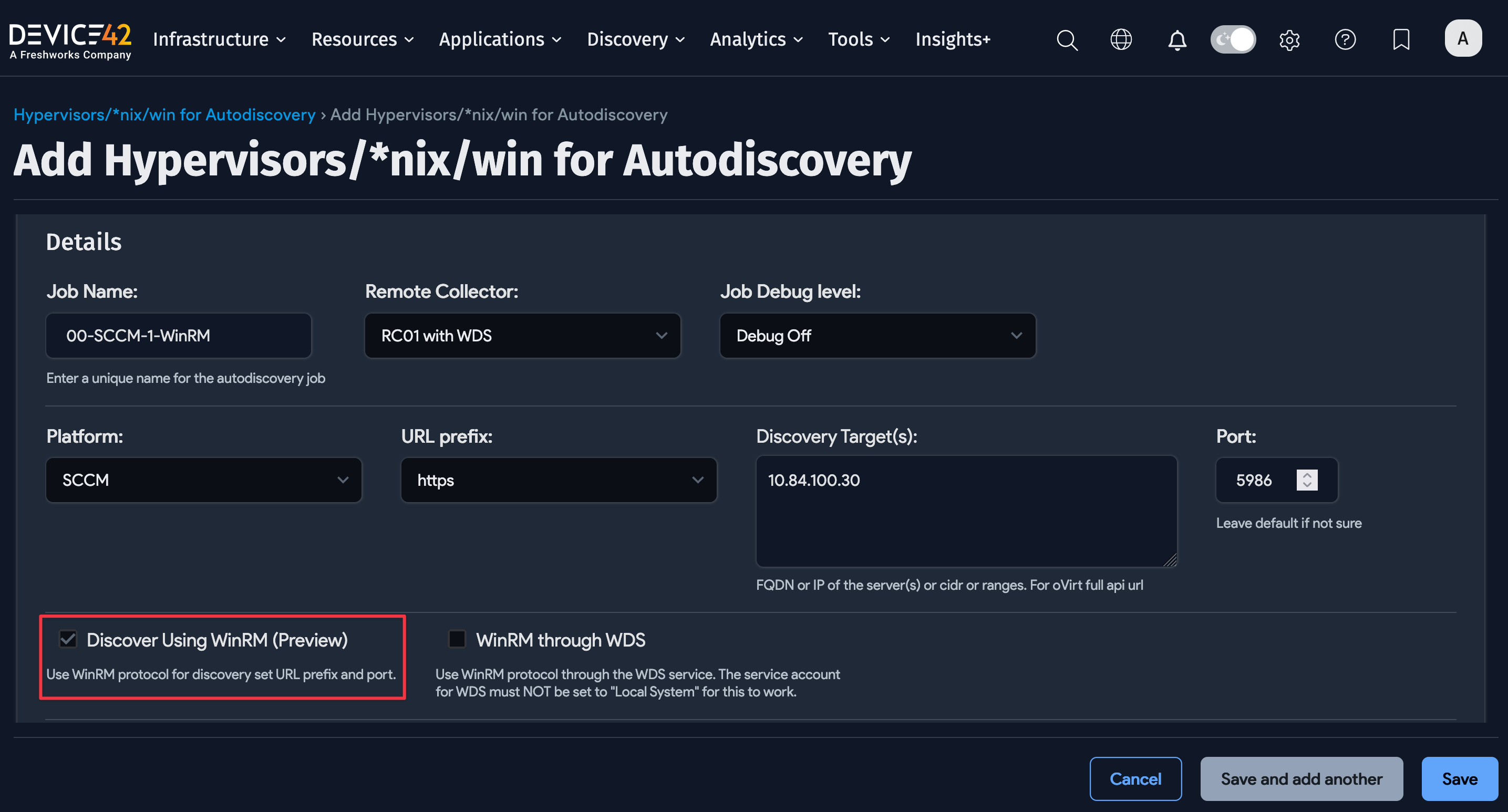 Change Hypervisor WinRM