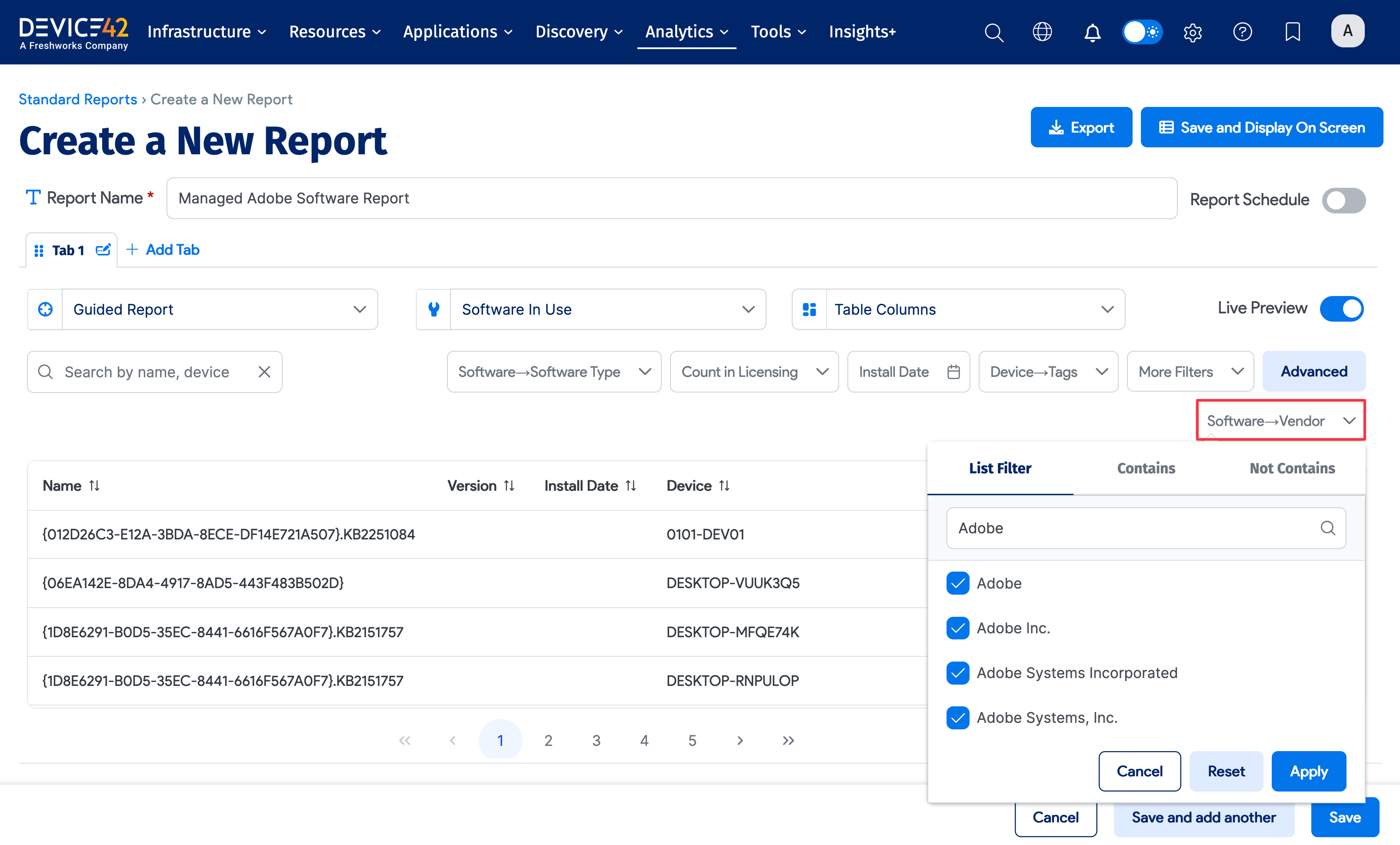 Search and select vendors