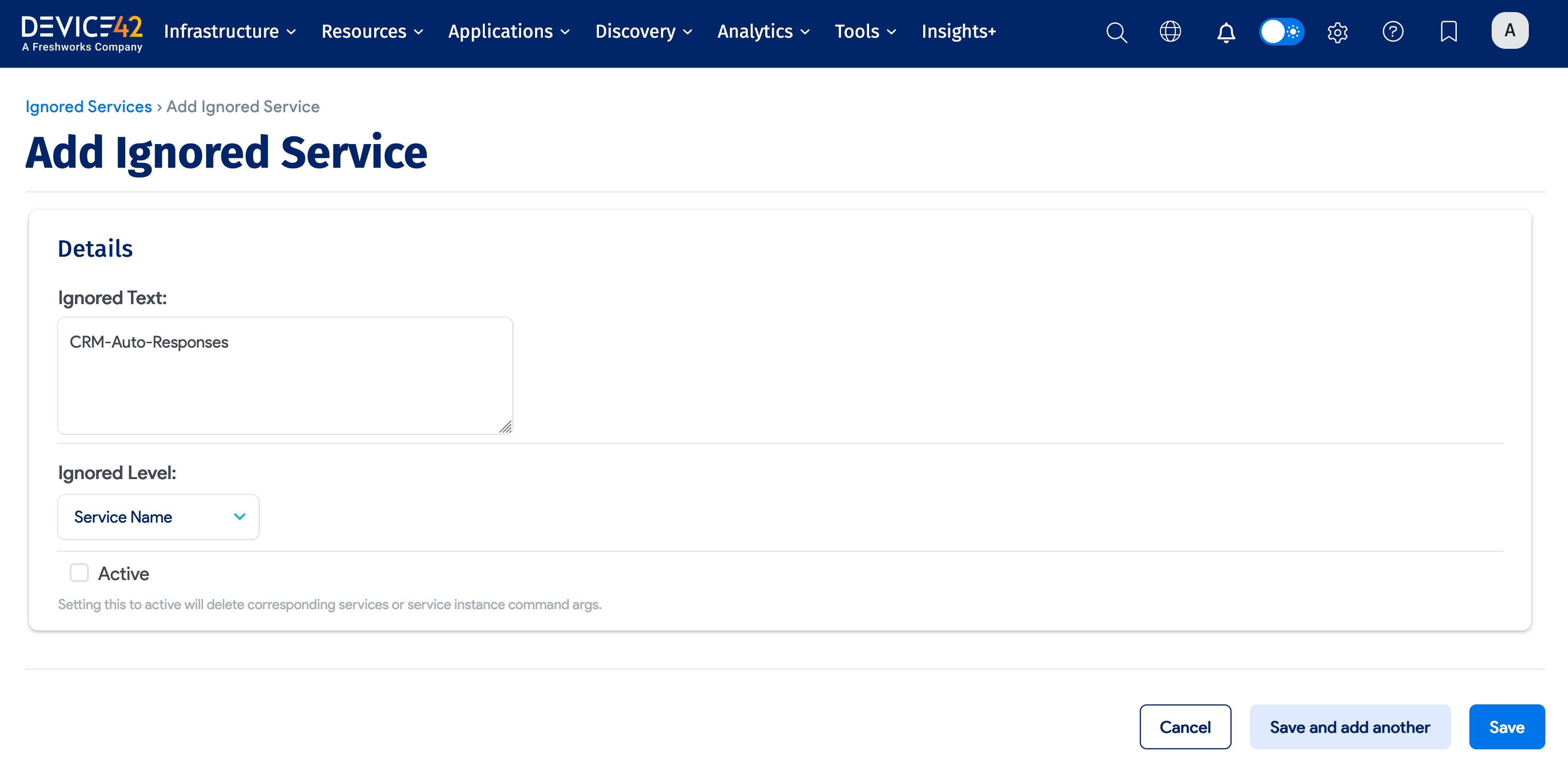 Create an Ignored Service