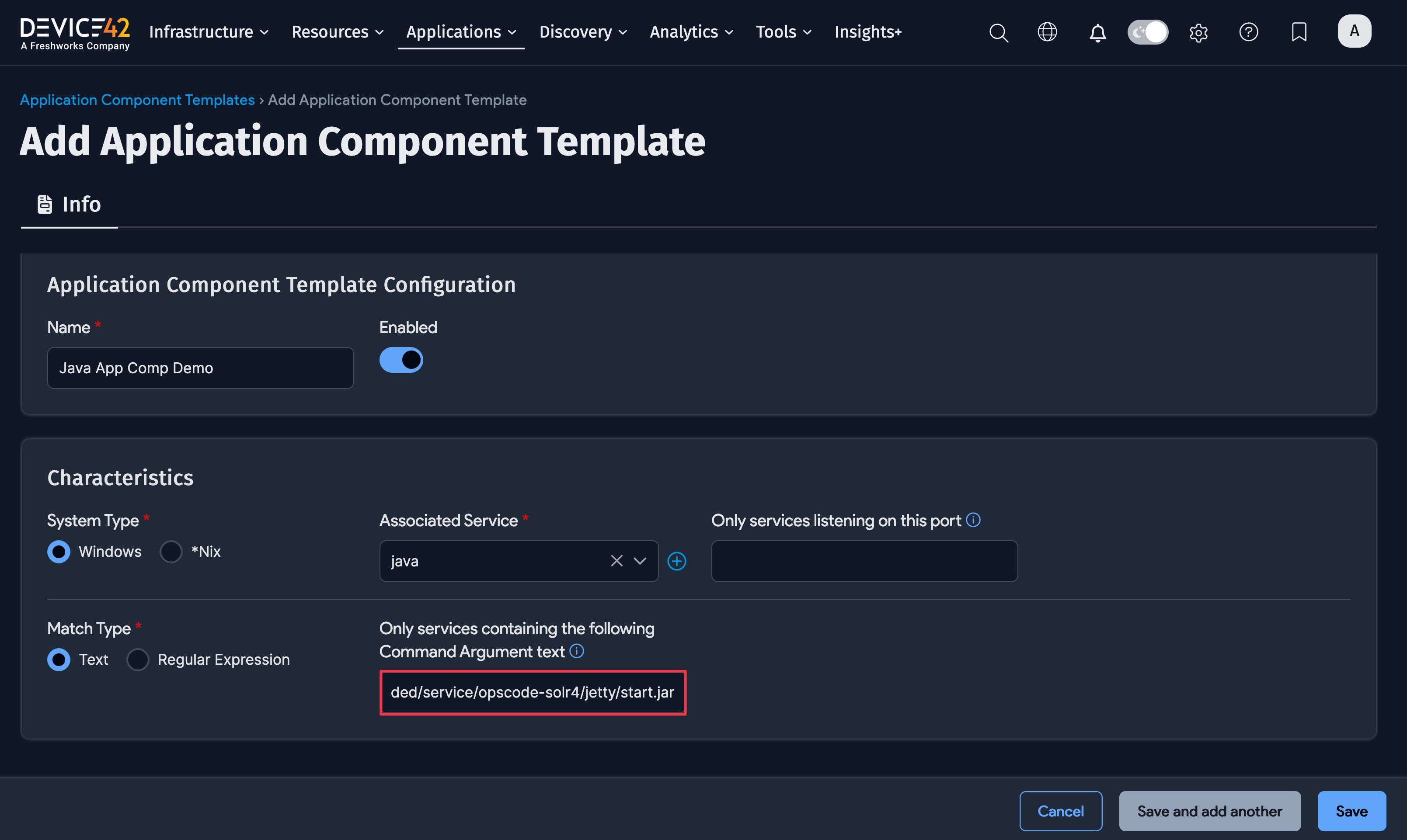 Application Component Template