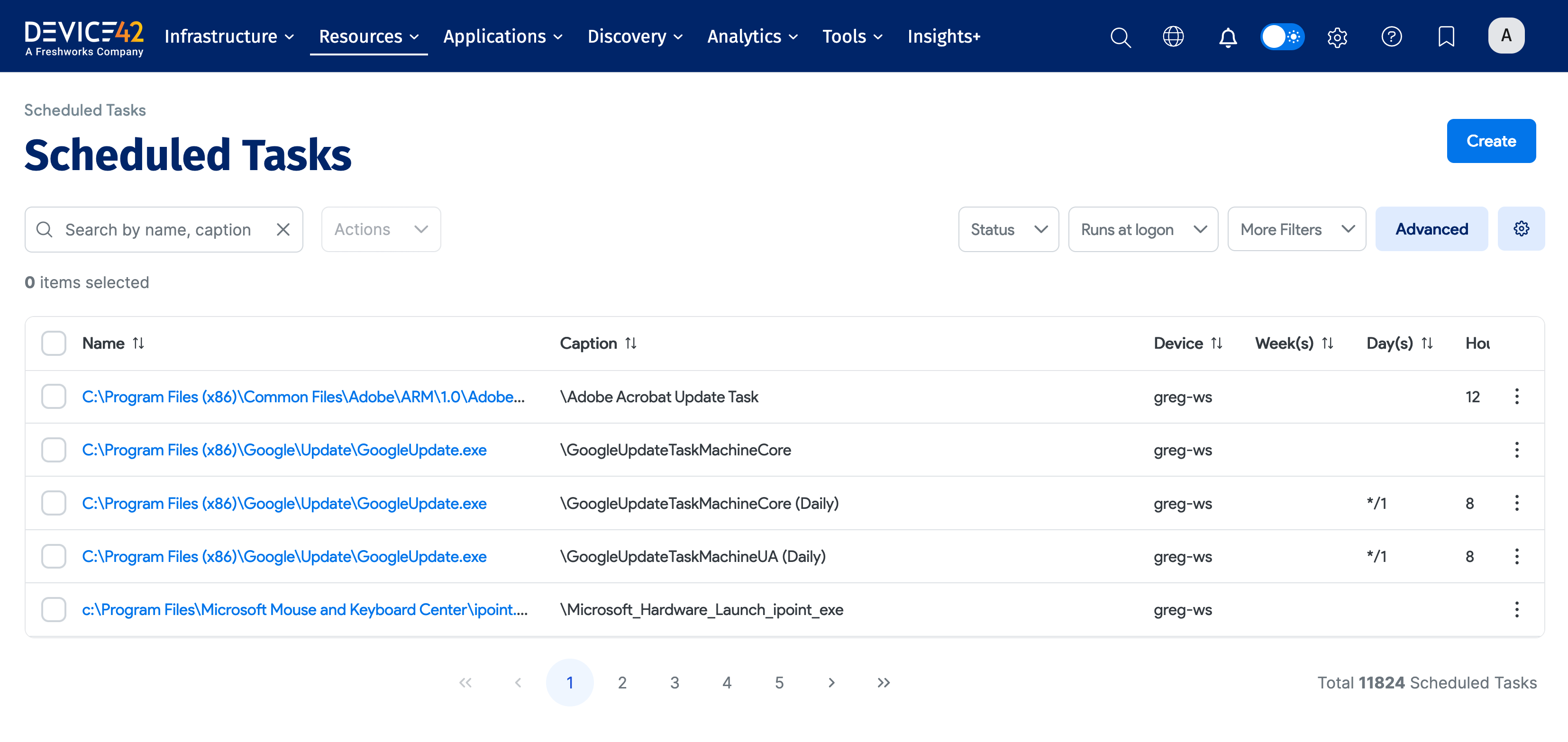 Service Instance Actions menu