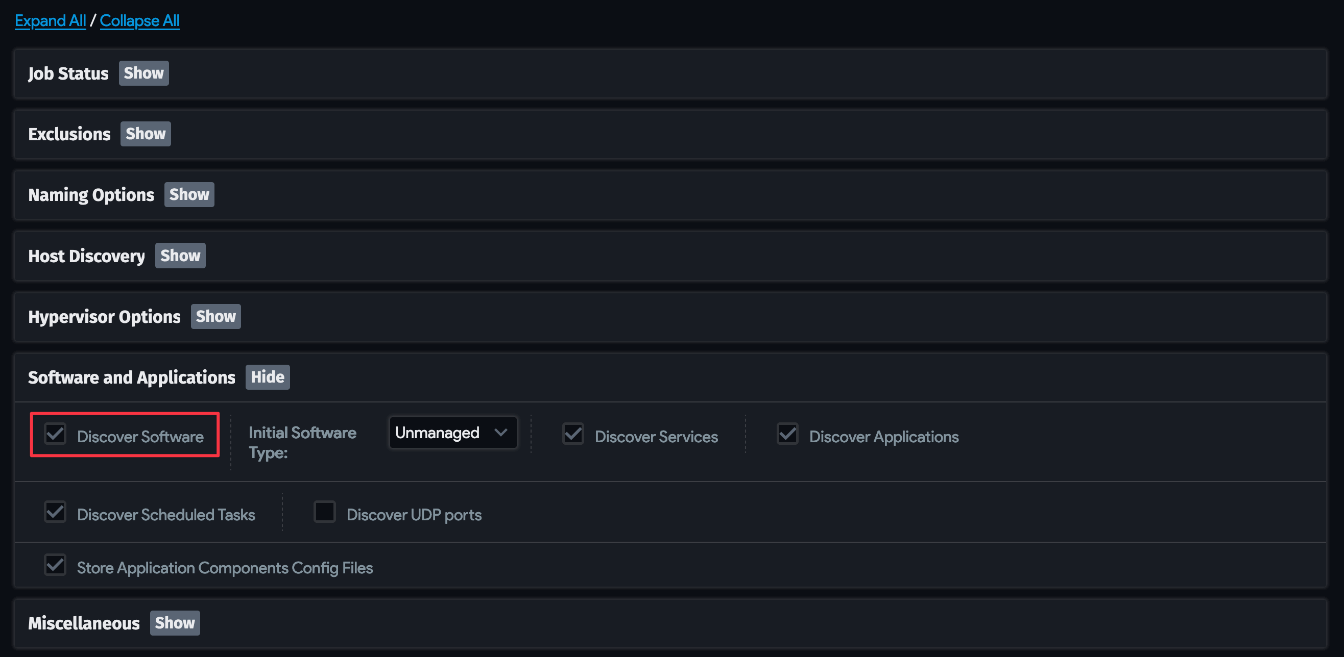 The Discover Software option
