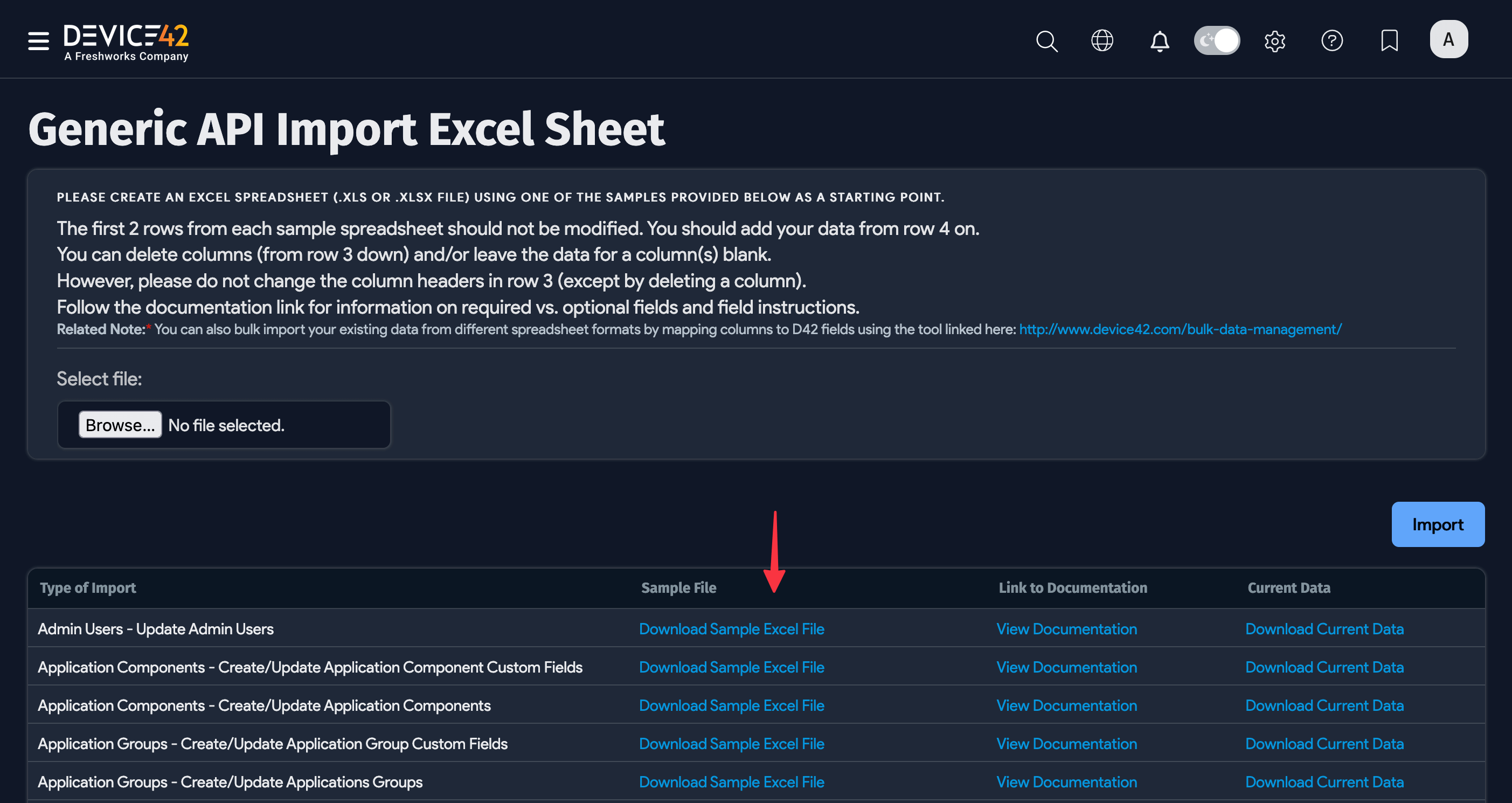 Sample spreadsheet links