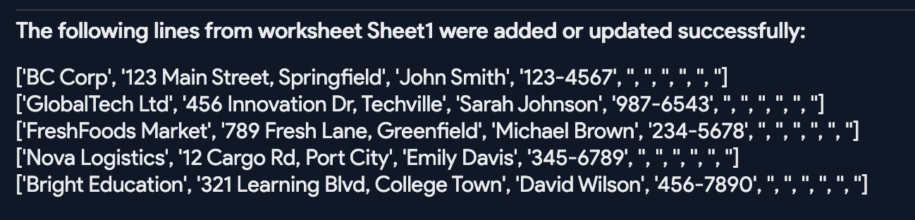 Upload success message