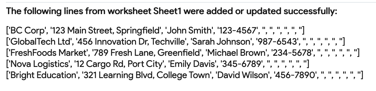 Upload success message