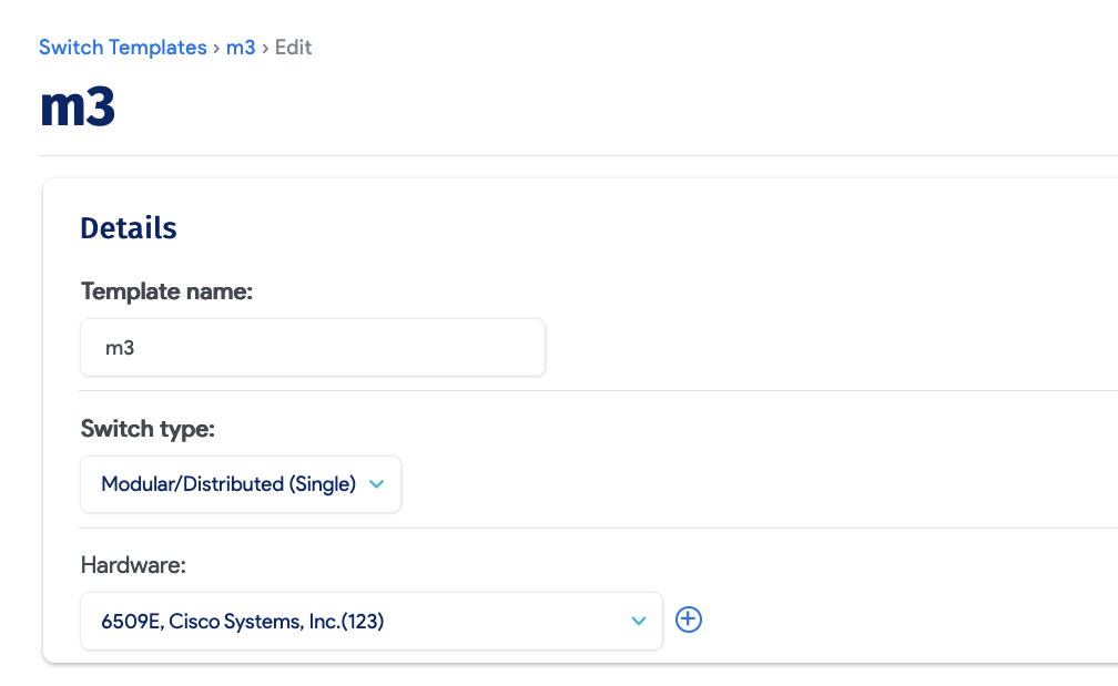 Switch template modular/distributed switch
