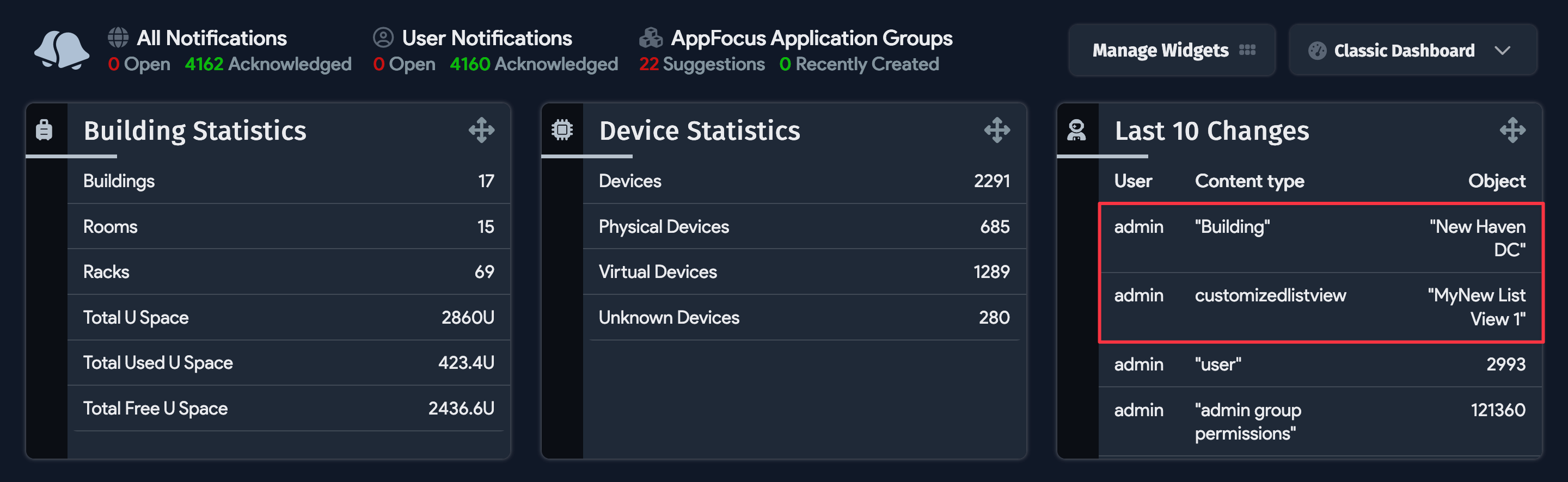 Buildings list page with new data