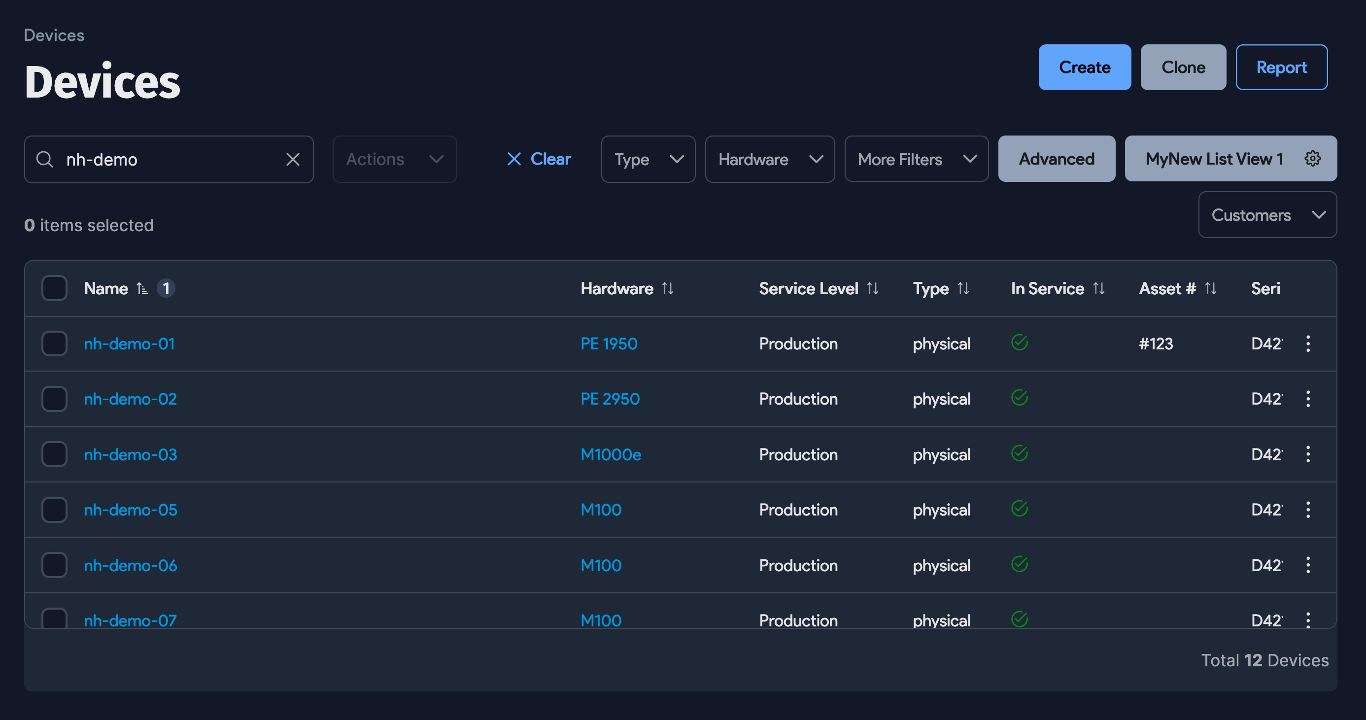 New devices added on the list page