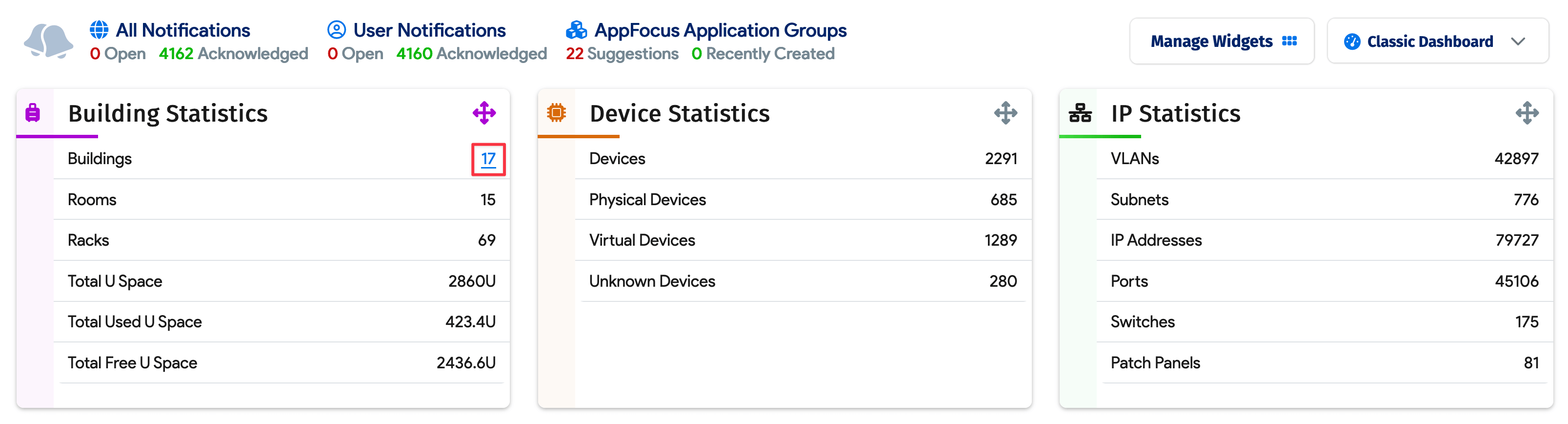 Classic Dashboard list view link