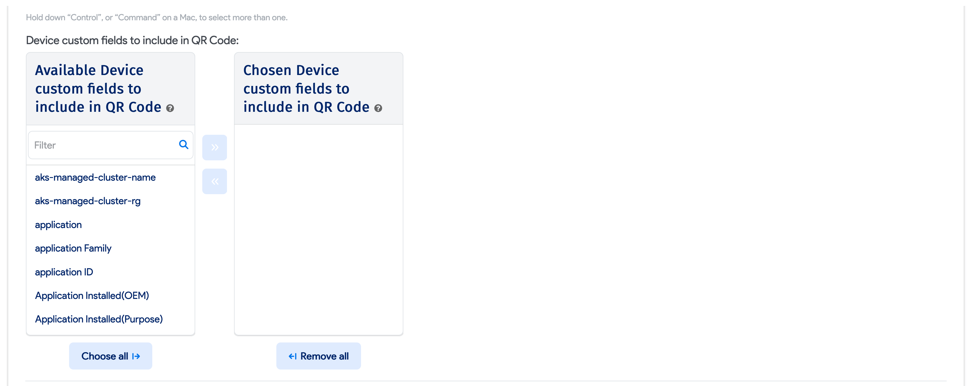 QR Code profile custom fields