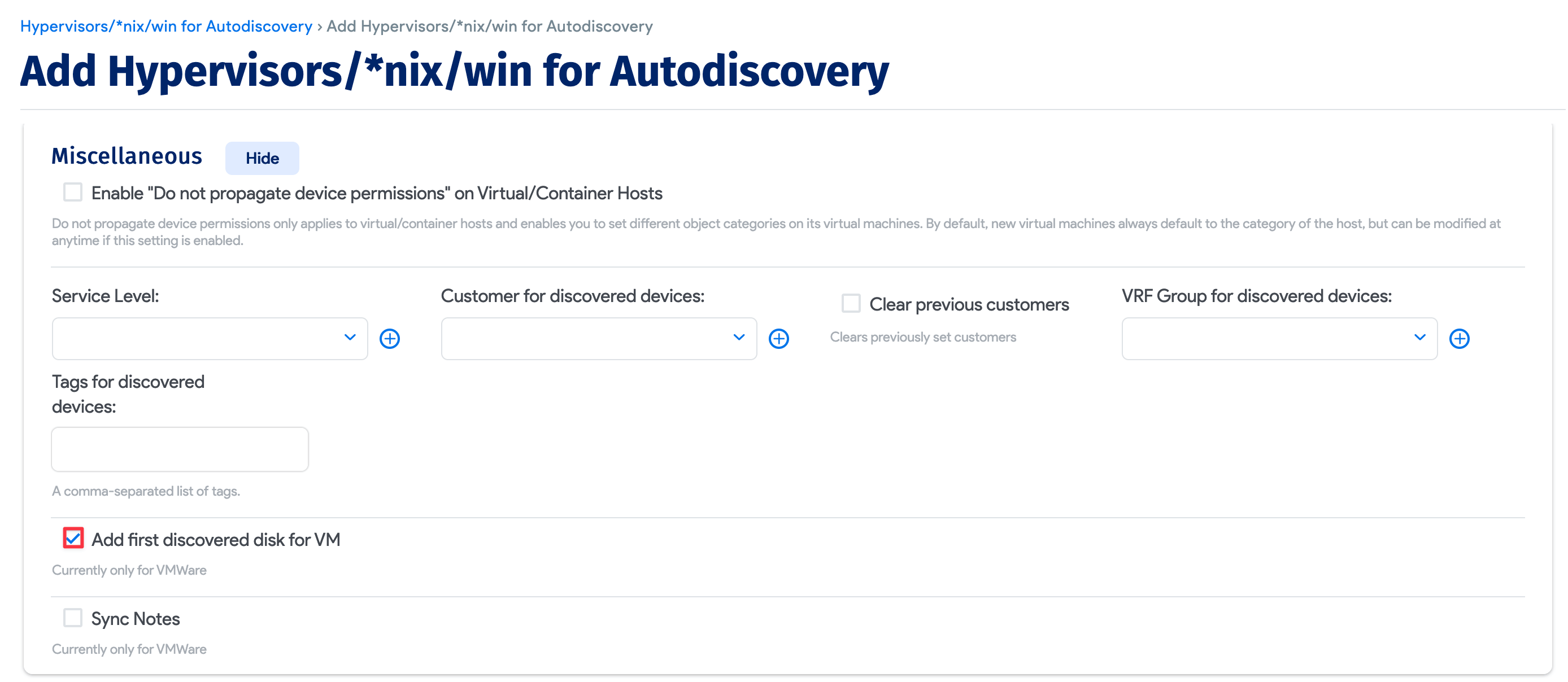 Miscellaneous options