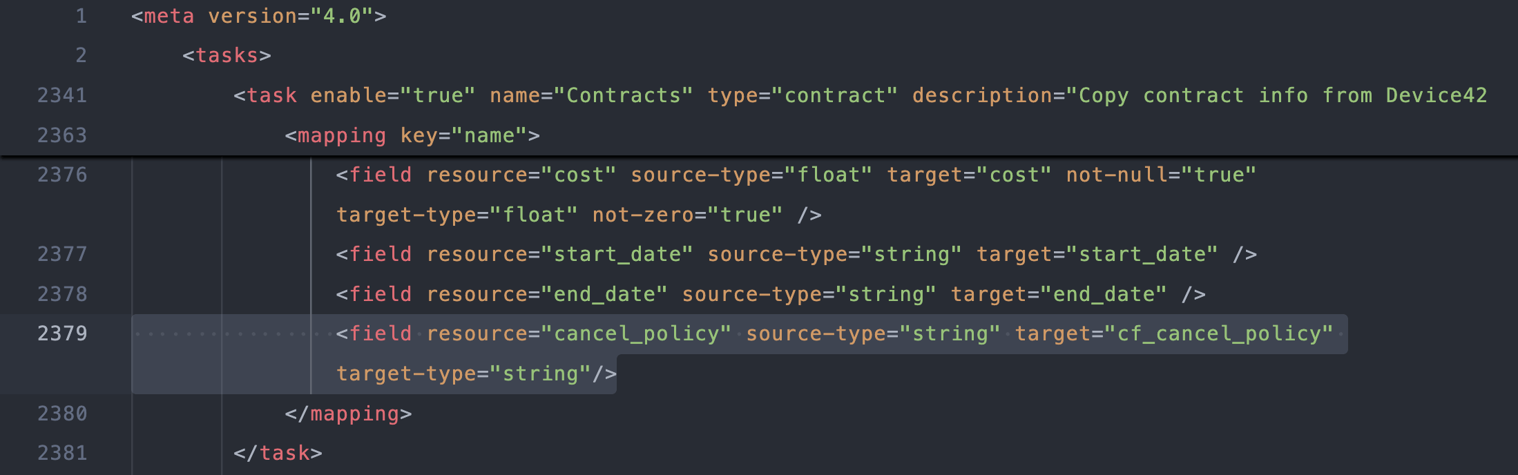 Custom Field mapping in mapping.xml