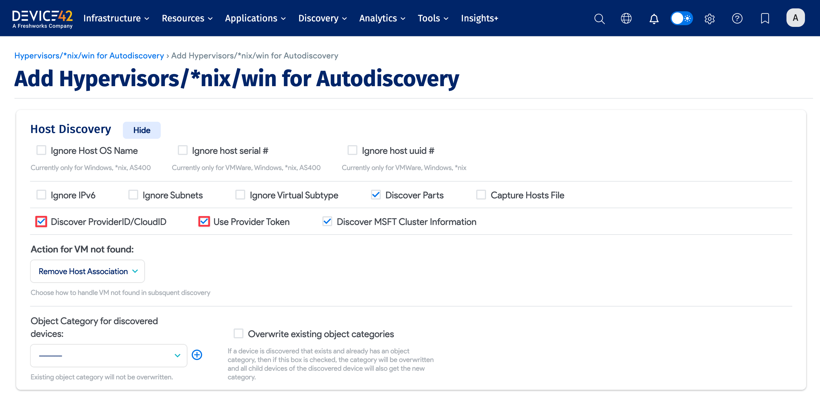 Host Discovery options