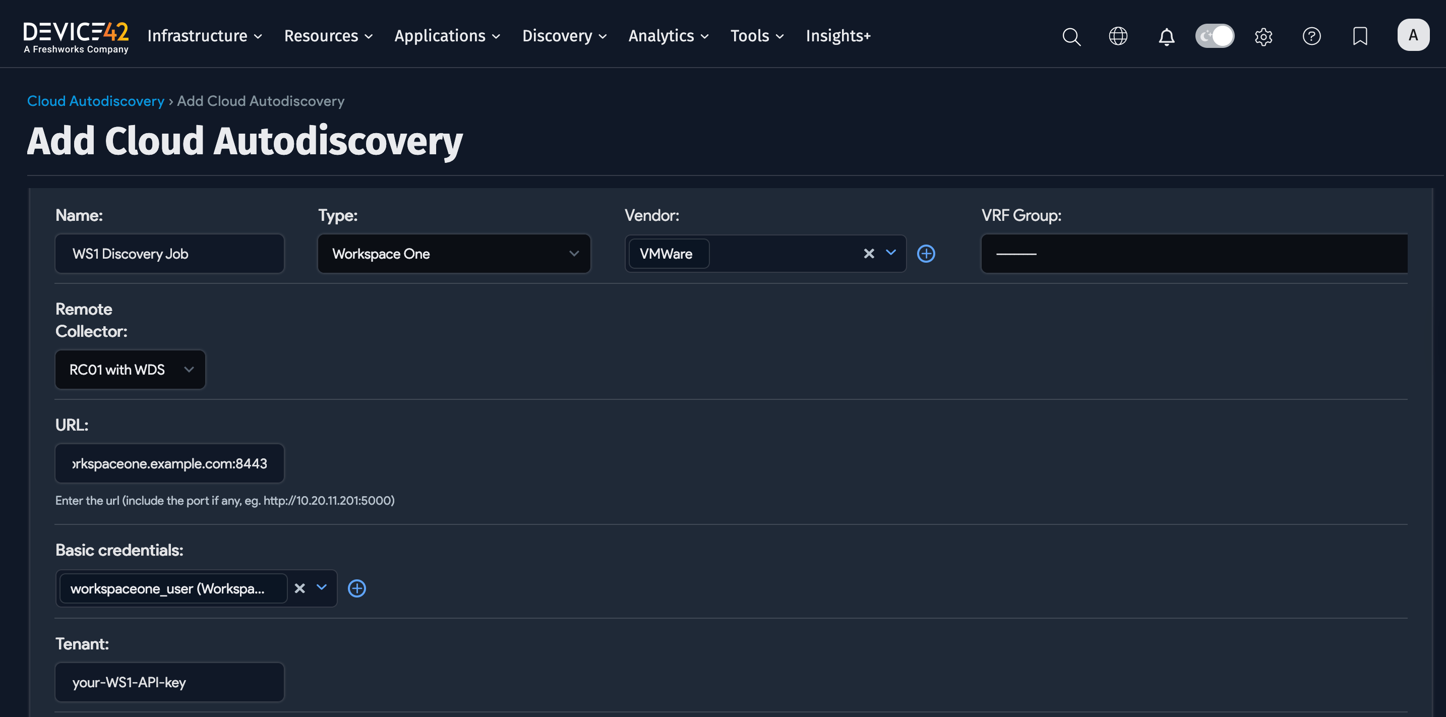 Create a basic Workspace ONE discovery job