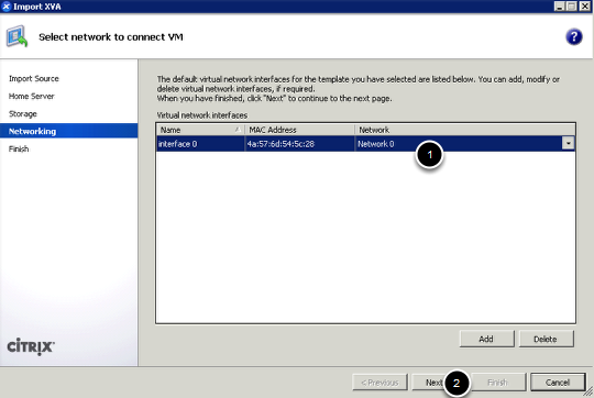 Choose the network to connect the VM to