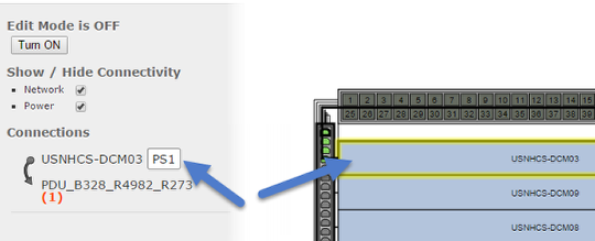 Selected/highlighted paths and port label display in physical connectivity layouts